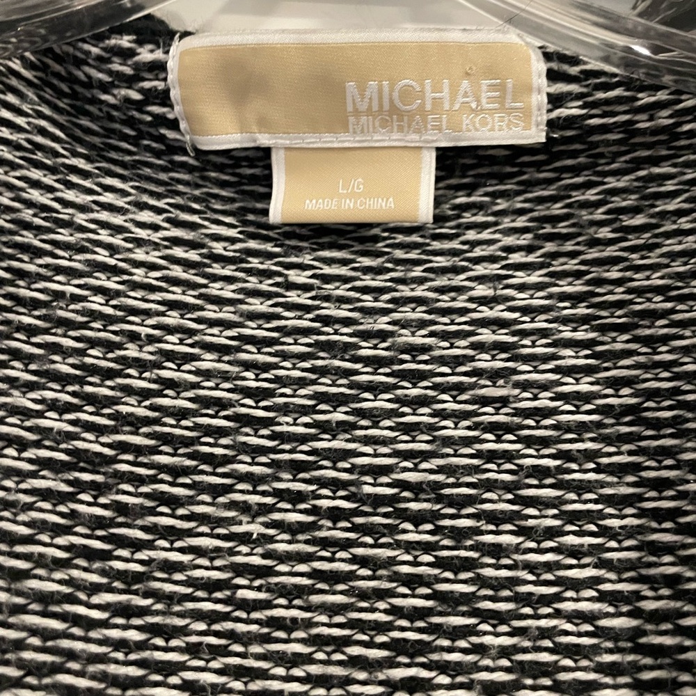 Michael Kors Monochrome Open Front Hooded Cardigan - Picture 2 of 5